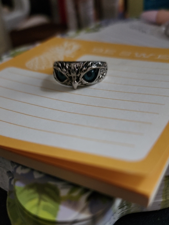 Jewelry - Sterling Silver Owl Eye Ring with Blue Stones